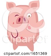 Poster, Art Print Of Pink Pig With Cuts