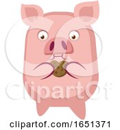 Poster, Art Print Of Pink Pig Eating A Cookie