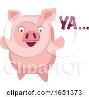 Poster, Art Print Of Pink Pig Saying Ya