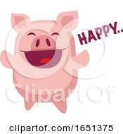 Poster, Art Print Of Happy Pink Pig
