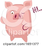 Poster, Art Print Of Pink Pig Saying Hi