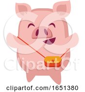Poster, Art Print Of Pink Pig With A Purse