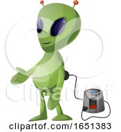 Poster, Art Print Of Green Extraterrestrial Alien Charging