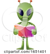Poster, Art Print Of Green Extraterrestrial Alien Reading A Book