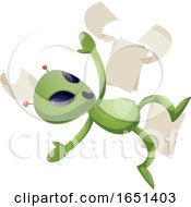 Poster, Art Print Of Green Extraterrestrial Alien Slipping On Paper