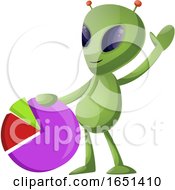 Poster, Art Print Of Green Extraterrestrial Alien With A Pie Chart
