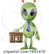 Poster, Art Print Of Green Extraterrestrial Alien Business Man