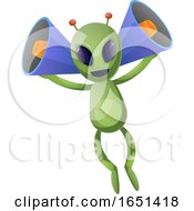 Poster, Art Print Of Green Extraterrestrial Alien With Megaphone Ears