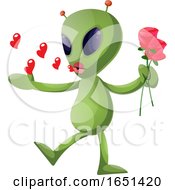 Poster, Art Print Of Green Extraterrestrial Alien Being Romantic