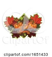 Poster, Art Print Of Happy Thanksgiving Greeting Over Pumpkins And Leaves