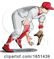 Baseball Player Bent Down