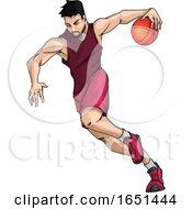 Poster, Art Print Of Basketball Player In The Purple Jersey Leading The Ball