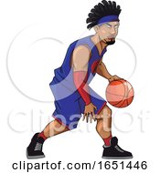 Poster, Art Print Of Basketball Player In Purple Jersey Dribbling