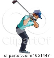 Poster, Art Print Of Golf Player Swings With A Golf Club