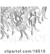 Crowd Of Silver People Standing Together Symbolizing Teamwork And Unity Clipart Illustration Graphic