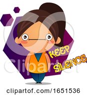 Brunette Girl With Keep Silence Text
