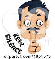 Poster, Art Print Of Man With A Mustache Saying Keep Silence
