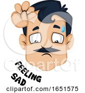 Poster, Art Print Of Man With A Mustache Feeling Sad