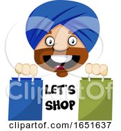Muslim Guy With Lets Shop Text And Bags