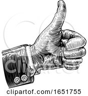 Poster, Art Print Of Thumbs Up Hand Sign Vintage Retro Woodcut