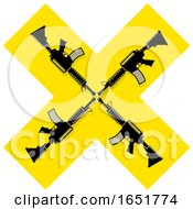 Poster, Art Print Of Yellow Cross With Guns