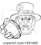 Leprechaun Holding Football Ball Sports Mascot