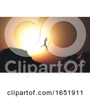 Poster, Art Print Of 3d Male Figure Jumping From One Mountain To Another