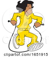 Cartoon Black Woman Jumping Rope
