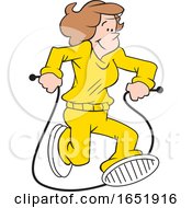 Cartoon White Woman Jumping Rope