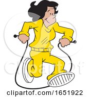 Cartoon Hispanic Woman Jumping Rope