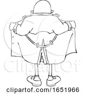 Cartoon Black And White Flasher Man From Behind
