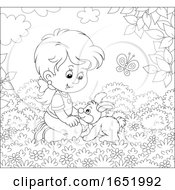 Poster, Art Print Of Black And White Girl Playing With A Bunny Rabbit
