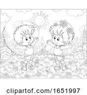 Poster, Art Print Of Black And White Boy And Girl Exercising In A Park