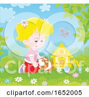 Poster, Art Print Of Little Girl Playing With A Hamster