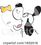 Poster, Art Print Of Cartoon Dog Catching A Biscuit
