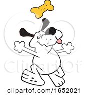Cartoon Happy Dog Dancing Under A Biscuit by Johnny Sajem