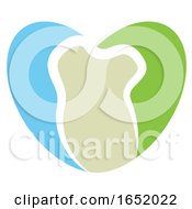 Poster, Art Print Of Heart Shaped Green And Blue Tooth Design