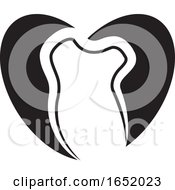 Poster, Art Print Of Heart Shaped Black And White Tooth Design