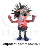 Punk Rocker Cartoon Character In 3d With His Arms Raised High by Steve Young