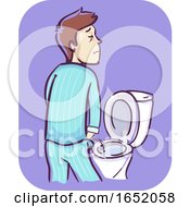 Poster, Art Print Of Man Frequent Urination At Night Illustration