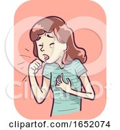 Poster, Art Print Of Girl Symptom Cough And Shortness Of Breath