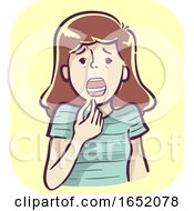 Girl Symptom Showing Mouth Ulcers Illustration