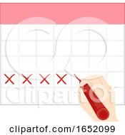 Hand Calendar Mark Menstrual Period Illustration
