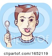 Man Spoon Metallic Taste Illustration