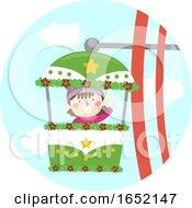 Poster, Art Print Of Kid Girl Ride Ferris Wheel Christmas Illustration