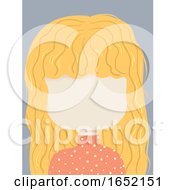 Poster, Art Print Of Kid Girl Blank Face Wavy Blonde Hair Illustration