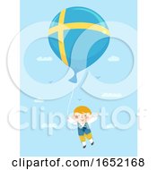 Poster, Art Print Of Kid Boy Sweden Balloon Illustration