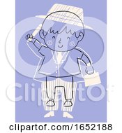 Poster, Art Print Of Kid Boy Draw Adult Suit Illustration
