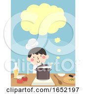 Poster, Art Print Of Kid Boy Chef Cook Speech Cloud Illustration