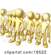 Group Of Gold Men Standing Proud In Rows Clipart Illustration Graphic